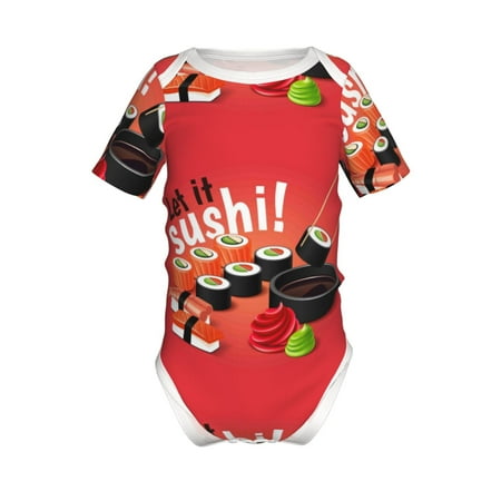 

Junzan Sushi Print Short-Sleeve Baby Climbing Clothes Bodysuits for Infant One-Piece for Baby Boys & Girls Baby Clothes Baby Romper with Snap Closure-18 Months