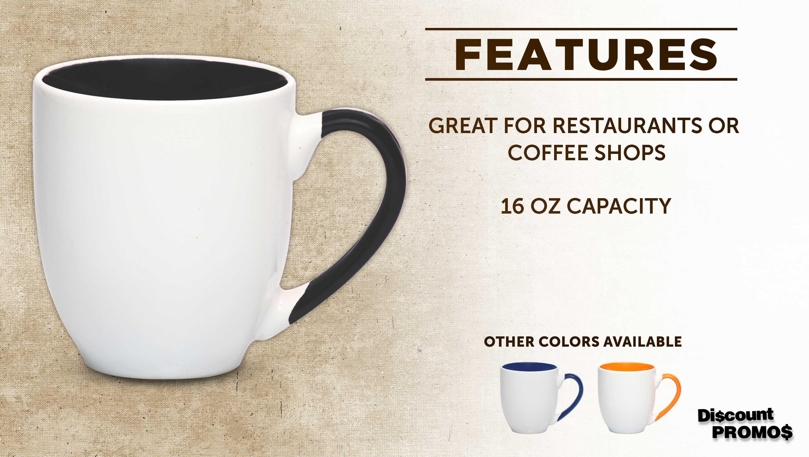 Bistro Style Large Coffee Mugs 16 oz. Set of 10, Bulk Pack - Perfect for Coffee, Tea, Espresso, Hot Cocoa, Other Beverages - Black
