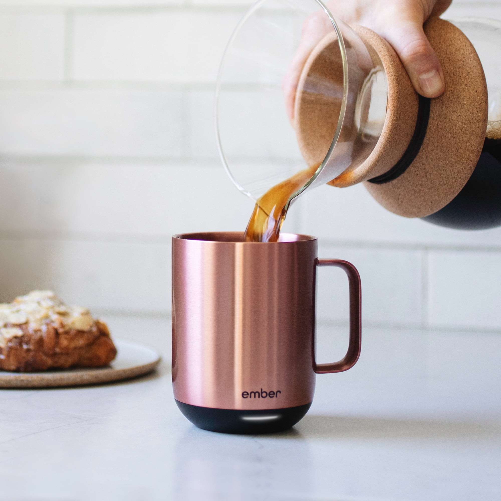 (4 pack) Ember Temperature Control Smart Mug 2, 10 oz, Rose Gold, Up To 1.5-hr Battery Life - App Controlled Heated Coffee/Tea Mug - Improved Design