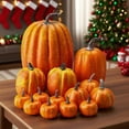 thumbnail image 6 of Assorted Artificial Pumpkin Decor Set for Fall and Halloween Displays - Mix of Small Outdoor Pumpkins for Porch, Mantel, and Tabletop Decor, 6 of 8