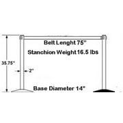 2 Crowd Control Stanchions Stand Queue Line Post Barrier Retractable Belt Red