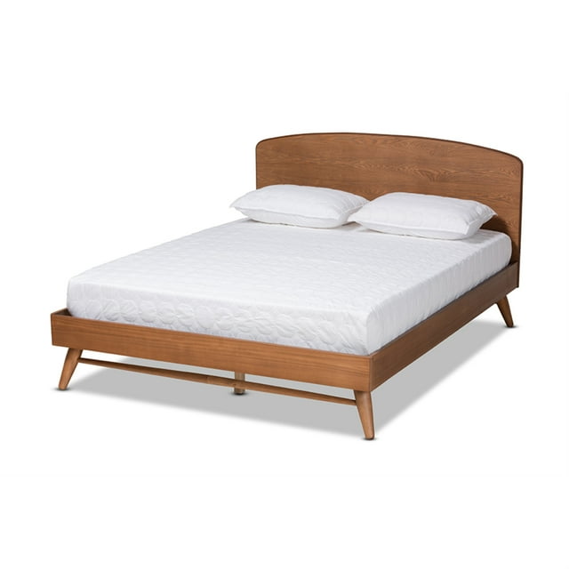 Baxton Studio Lit Plateforme Taille Complète en Bois Fini Noyer Brun Style Mi-Siècle Moderne Transitionnel