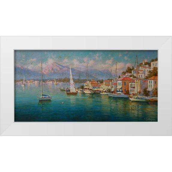 Obuchovsky, Yury 24x14 White Modern Wood Framed Museum Art Print Titled - Island Poros