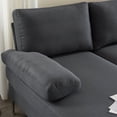 thumbnail image 7 of 4-Seater Couch Sofa, Modern U-Shaped Linen Sofa with Wooden Frame and Iron Golden Feet, Indoor Modular Sofa for Living Room, Waiting Room, Apartment and Hotel, Dark Gray, 7 of 7