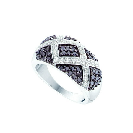 Diamond Ladies Cocktail Ring - 14kt White Gold Womens Round Black Color Enhanced Diamond Fashion Ring 1.00 Cttw