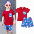 thumbnail image 2 of TOWED22 Infant Toddler Baby Boy 4th of July Clothes Flag Star Print T-Shirt Tops and Shorts 0-5T(Red,3-4 Y), 2 of 9