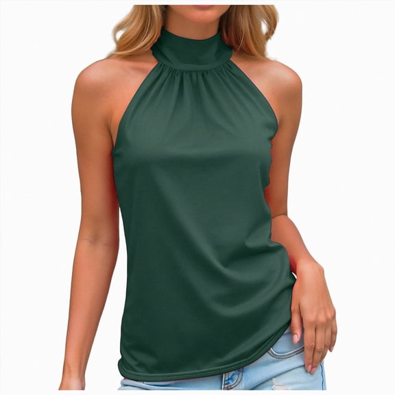 enyan Sweater Vest Women,Womens Tank Tops Eyelet Loose Casual Summer Tops Crew Neck Basic Sleeveless Shirts Trendy 2026,Dark Green,S