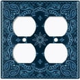 thumbnail image 3 of Metal Light Switch Plate Cover Blue Floral Bandana Paisley Tile Pattern TIL052, 3 of 13