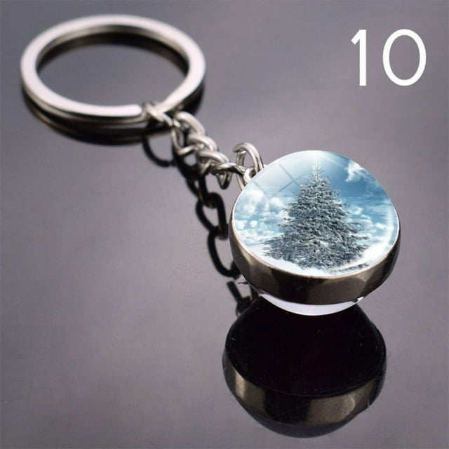 Luminous Keychain Portable Tree Keyring Glass Balls Key Chain Pendant Gifts for Friends and Family