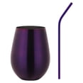 thumbnail image 2 of Miyuadkai Stainless Steel Portable Wine Tumbler – Stemless Metal Cup with Straw, Purple, Outdoor Pool, Camping, Cookouts, Fall Gatherings, Labor Day, October Tailgating, 2 of 9