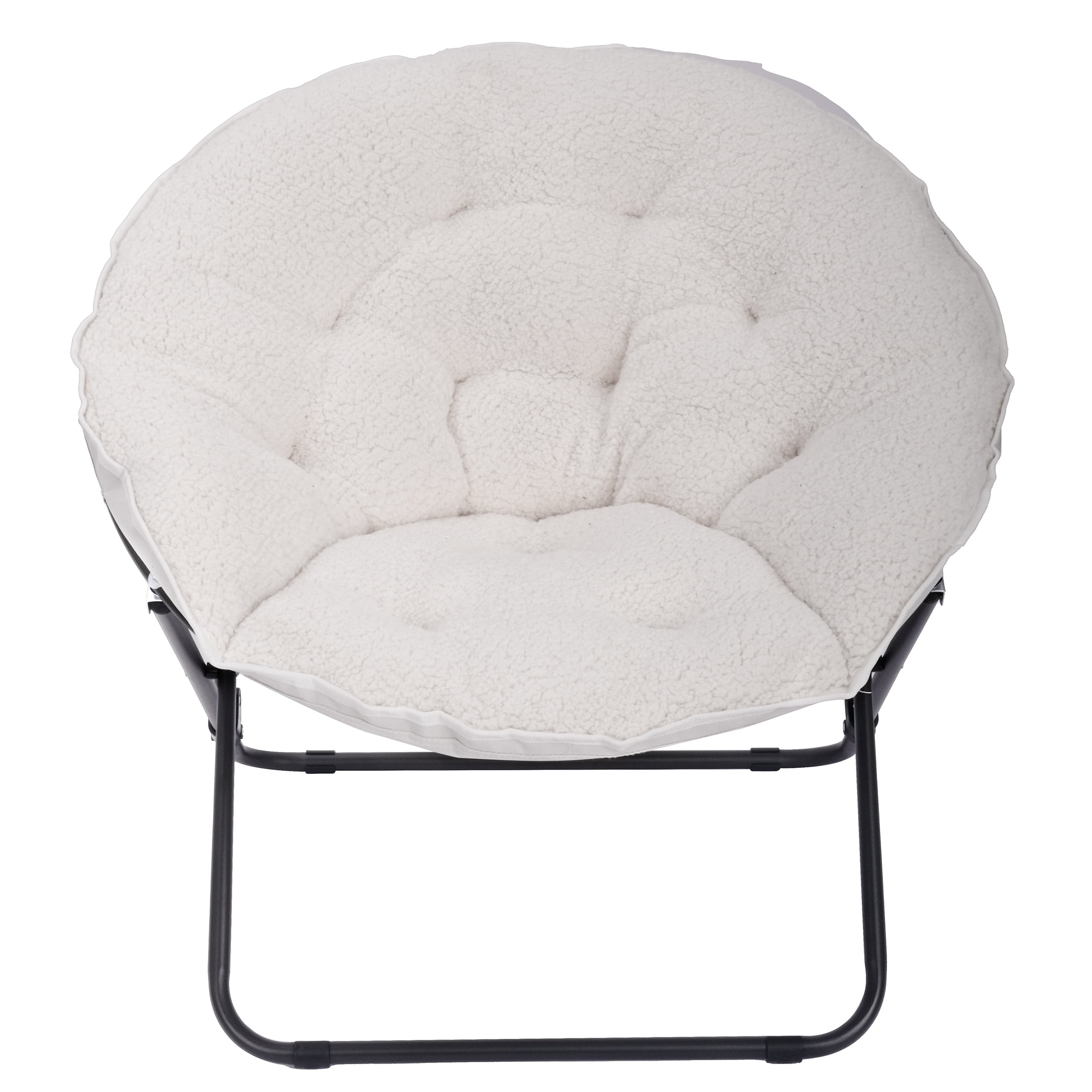 (3 pack) Mainstays Saucer Chair for Kids and Teens, White Faux Shearling