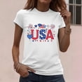 thumbnail image 5 of Zynoxe Independence Day T Shirts for Women Fashionable Round Neck Graphic Tees Patriotic Short Sleeve Going Out Summer Tops (#01 White,2XL), 5 of 7