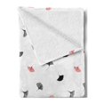 thumbnail image 2 of Leaf Soft Flannel Fleece Blanket, Red and Black Ginkgo Leaves Scattered on White Background with Minimalist Style, Cozy Plush for Indoor and Outdoor Use, 50" x 70", Red Black White, by Ambesonne, 2 of 5