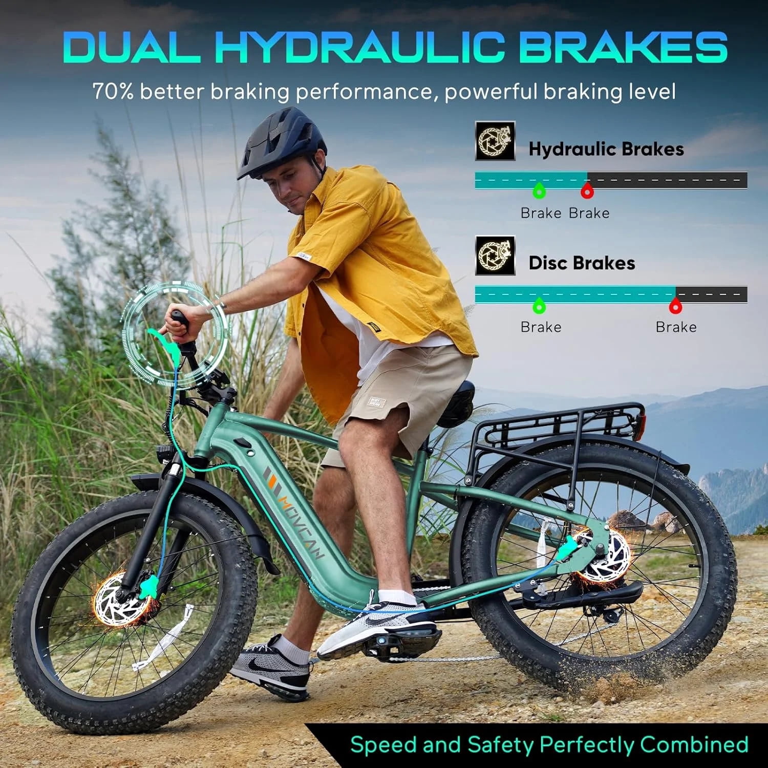 EB60 Electric Bike for Adults,Peak 2000W Motor Up to 35MPH,26" Fat Tire Ebike with NFC,52V 20.8AH Battery,70Miles,Shimano 7 Speed Gear Hydraulic Brake Mountain Off-Road Ebike,UL2849
