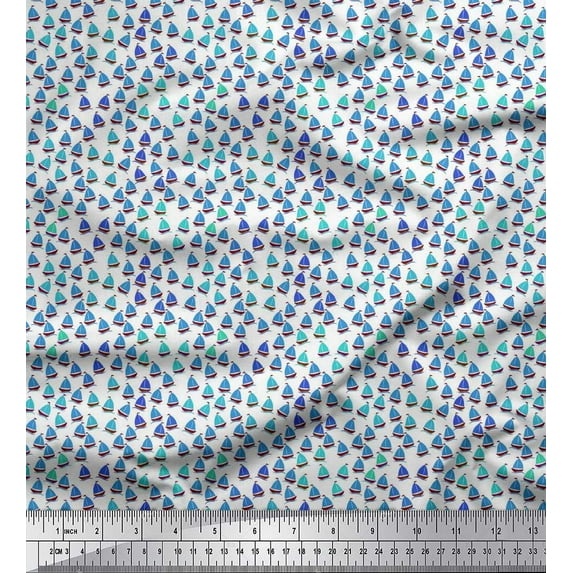 Soimoi Georgette Viscose Fabric Sailboat Shirting Printed Craft Fabric by The Yard 42 Inch Wide