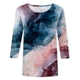 thumbnail image 3 of Blouses à Manches Courtes pour Femmes Mode Rétro Col Rond Imprimé Hauts Amples Blouse Manches Trois-Quarts Hauts Manches Courtes Blouse Manches Courtes pour Femmes, 3 of 4
