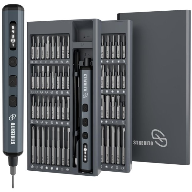 Juego de destornilladores eléctricos STREBITO Mini 70 en 1 con 64 bits