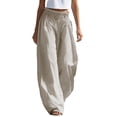 thumbnail image 3 of Women's Striped Elastic Waist Pull-On Pants With Pockets, Mid Waisted Straight Leg Tummy Control Bottoms, Soft Comfortable Work Capris, Casual Everyday Stretch | TruHer,Coffee 3XL, 3 of 6