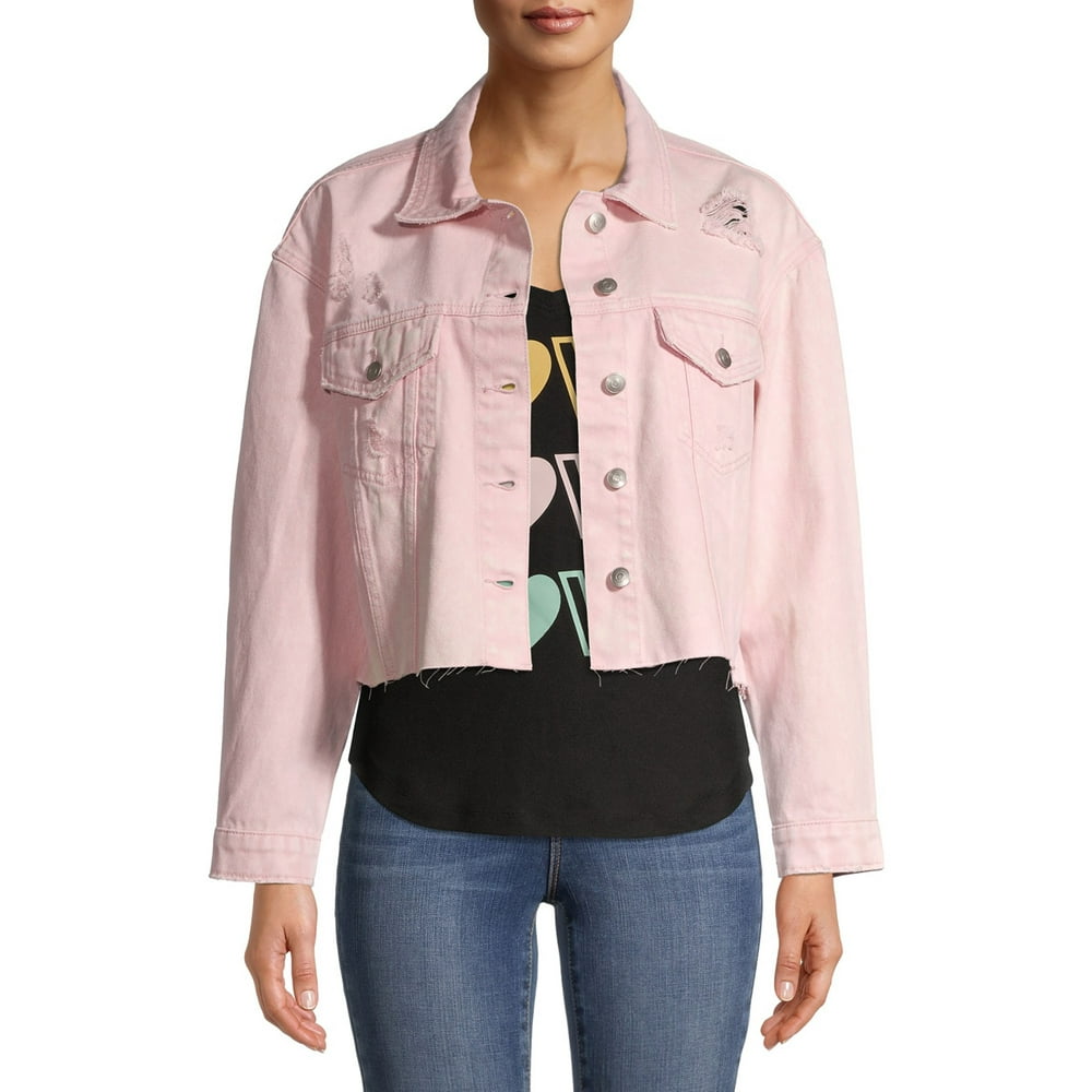 No Boundaries No Boundaries Juniors Cropped Denim Jacket Walmart