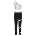 thumbnail image 2 of Yartina Kids Girls Traacksuit Sport Suit Metallic One Shoulder Crop Vest with Stripes Leggings Silver 14, 2 of 5