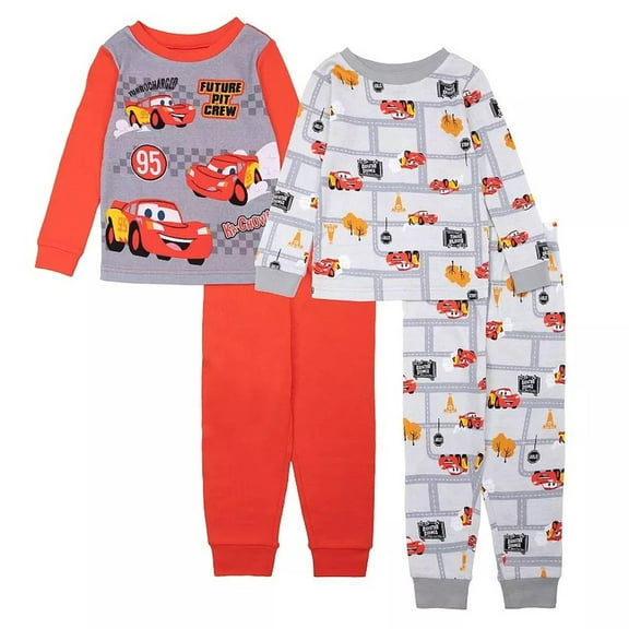 Disney Cars Lightning McQueen Future Pit Crew 4-Piece Character Pajama Set, Size 4T