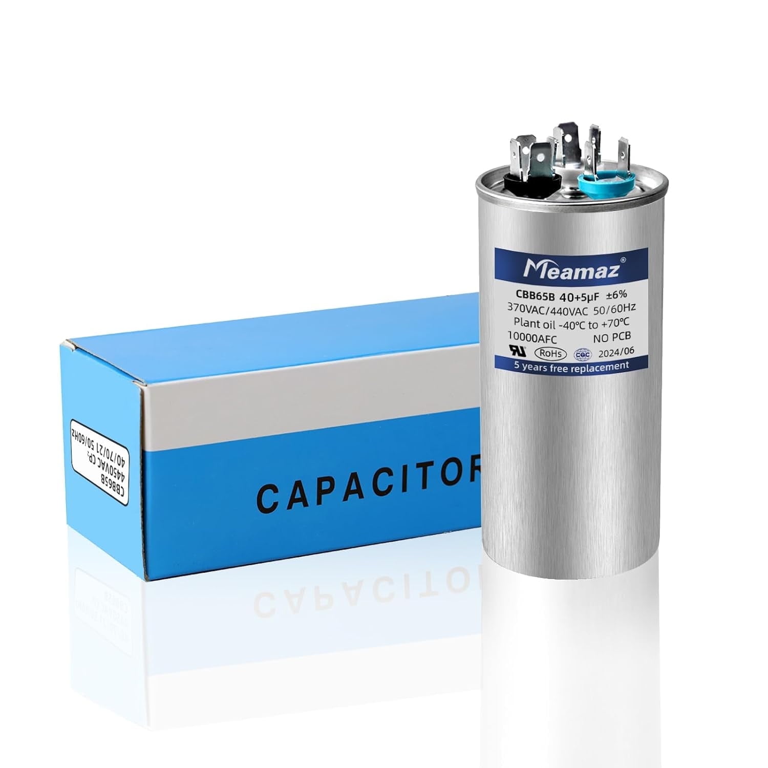 Lennox 89M80 - 100335-12, Dual Run Round Capacitor, 45/5 MFD