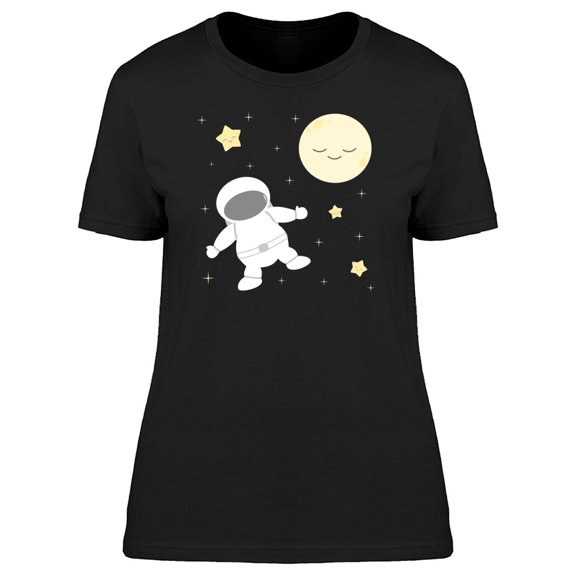 Astronaut With Happy Moon Tee Women's -Image by Shutterstock