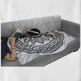 thumbnail image 6 of Retro Soft Flannel Fleece Throw Blanket, Concept of Greek Pattern Spartans Silhouette Retro Design, Cozy Plush for Indoor and Outdoor Use, 70" x 90", Grey Black White, by Ambesonne, 6 of 6