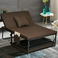 thumbnail image 4 of Costway Folding Sleeper Bed Ottoman Lounge Chair w/6 Position Adjustment Brown, 4 of 12