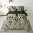 thumbnail image 2 of Homewish Bohemian Hippie Aztec Twin Bedding Sets 7-Piece for Adult, Rustic Farmhouse Cactus Bedding Comforter Set, Green Southwestern Style Reversible Sheet Sets, Lightweight Room Decor, 2 of 7