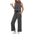 thumbnail image 1 of Conjunto de dos piezas Lepunuo para mujer, vestido de cuello alto con rayas de verano, 1 of 5