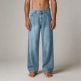 thumbnail image 7 of Lpmadey Men's Vintage Straight Leg Jeans Loose Fit Wide Leg Denim Pants Casual Trousers with Pockets for Daily Wear, 7 of 7