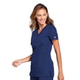 thumbnail image 4 of Top médico para mujer con cuello en V, ropa de trabajo original con paneles traseros de punto acanalado, talla grande WW645 3XL Azul marino, 4 of 5