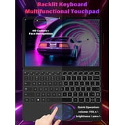 Fsjun 11 Mini 2-in-1 Touchscreen Laptop, Intel N100, 16GB DDR4 RAM, 512GB SSD, Win 11 Pro + Office 2019, Backlit Keyboard, Facial Recognition, USB-C, Portable Laptop for Students, Travel & Business