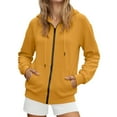 thumbnail image 3 of LIIPEE Women Hoodies Solid Color Long Sleeve Hooded Zip Up Top With Pockets Woman Versatile Holiday Festival Party Sweatshirts,Yellow,M, 3 of 5