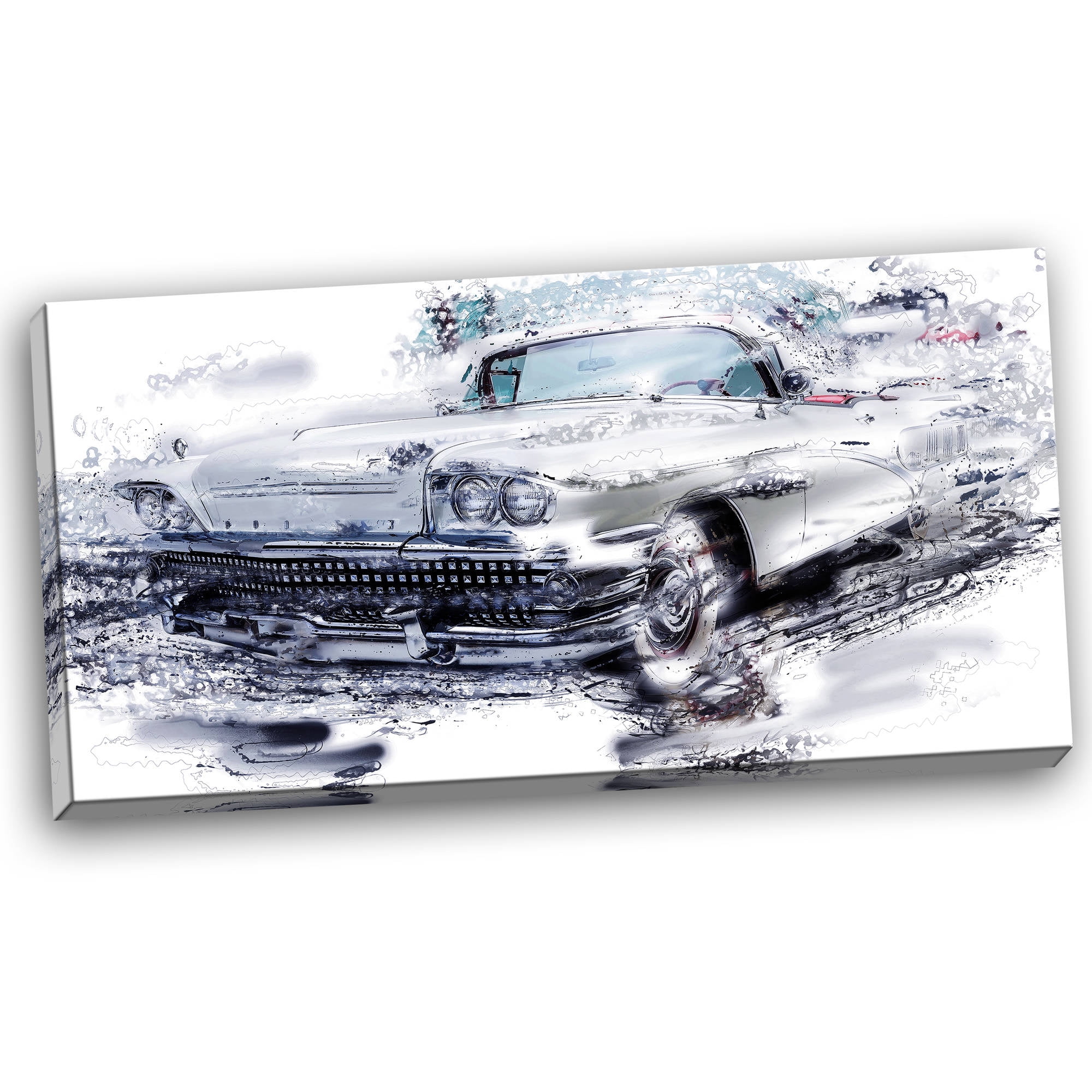 DESIGN ART Grey Muscle Car Small Gallery Wrapped Canvas