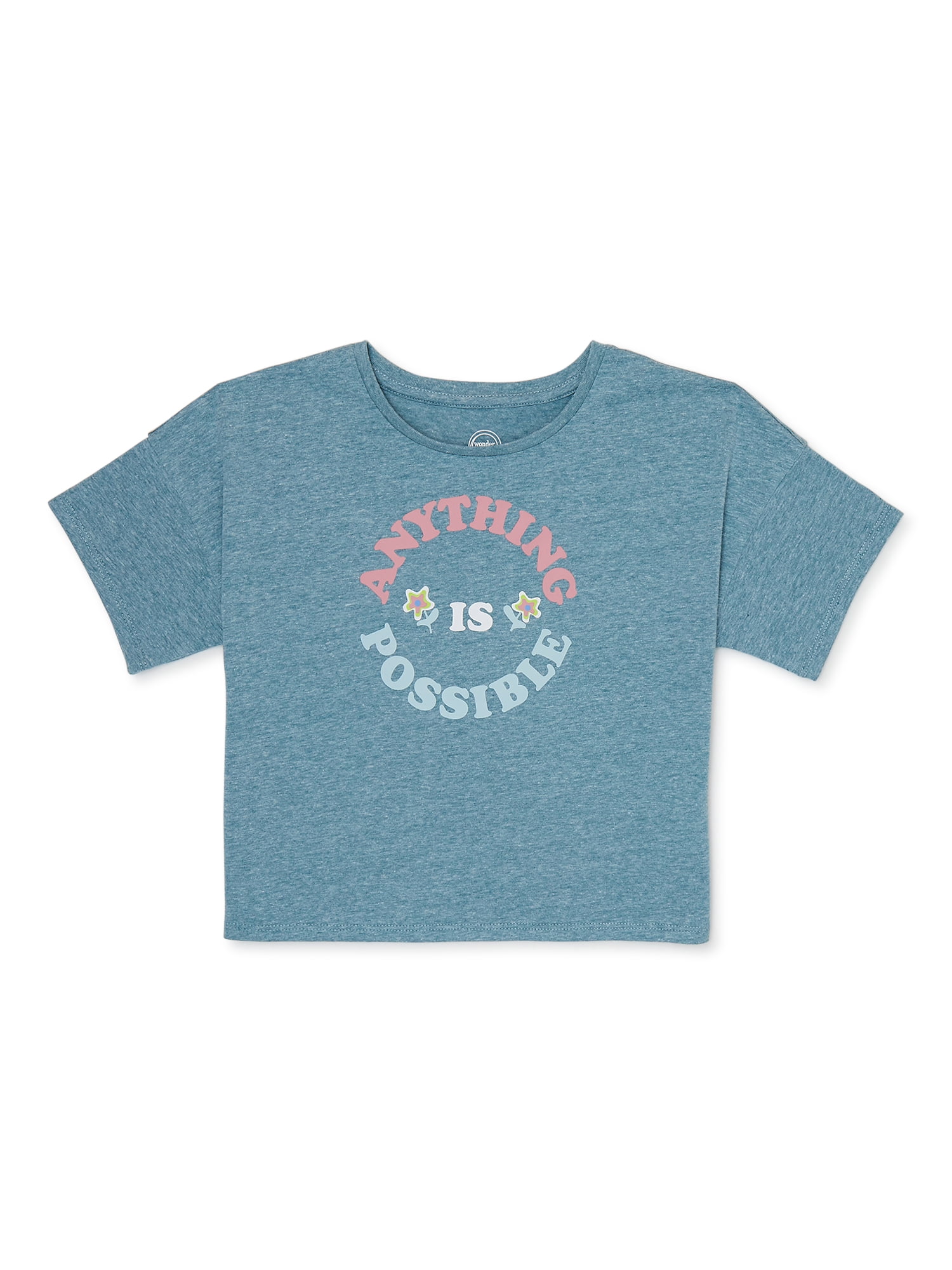 Wonder Nation Girls Short Sleeve Graphic Tee, Sizes 4-18 & Plus