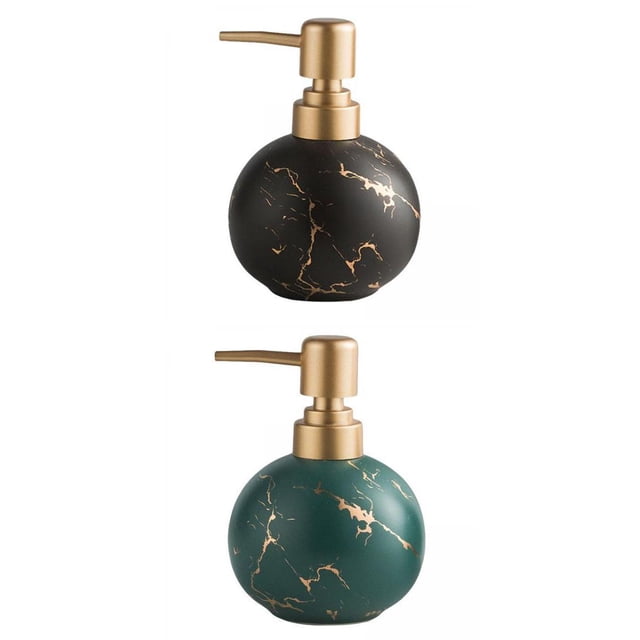 2x Dispensador De Jabón 300ml Champú Líquido Baño Loción Bomba Botella Negro+Verde
