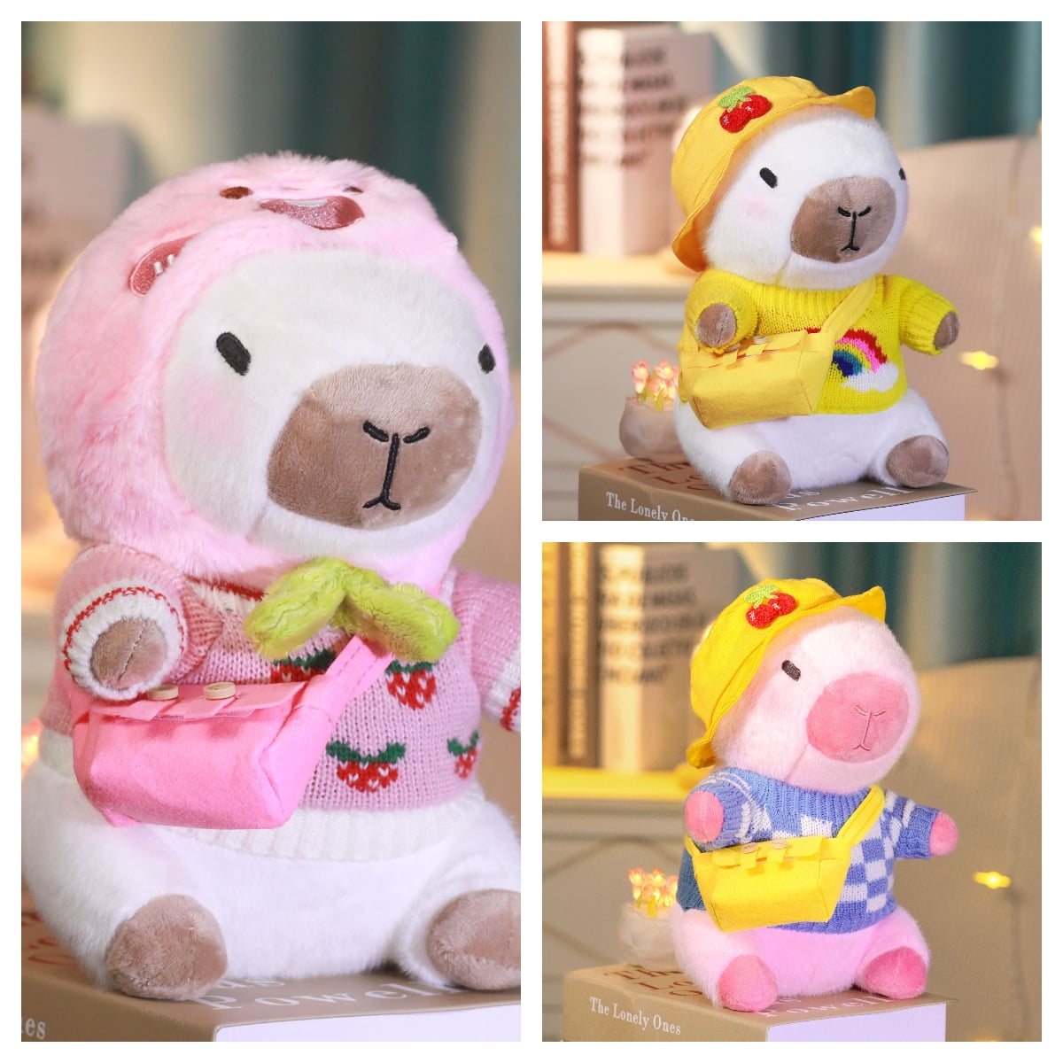 Dress-Up Capybara Plush Toy with Outfit & Accessories Set, Soft Stuffed Animal, 8/9/10-Piece Clothes & Bag Bundle, Gift for Kids