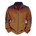 thumbnail image 3 of Men's Corduroy Jacket, Full Zip Patchwork Mock Neck Jackets Fall Winter Loose Mens Sport Coats With Elbow Patches, 3 of 8