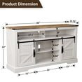 thumbnail image 6 of OKD Farmhouse TV Stand for TVs up to 70", Rustic Entertainment Center with Storage Cabinets & Barn Door & Adjustable Shelf for liveing Room, Antique White, 6 of 7
