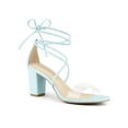 thumbnail image 1 of BLISSFUL STEP Sandales à Talon Bloc à Lacets pour Femme à Bride Transparente Bleu (Taille 7), 1 of 8