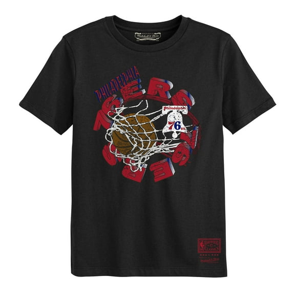 Preschool Mitchell & Ness Black Philadelphia 76ers In The Net T-Shirt