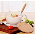 thumbnail image 3 of MOYISHI 16oz Morning Mug Clear Glass Tea Cup Coffee Mug with Bamboo Lid and Saucer,Spoon, 3 of 5