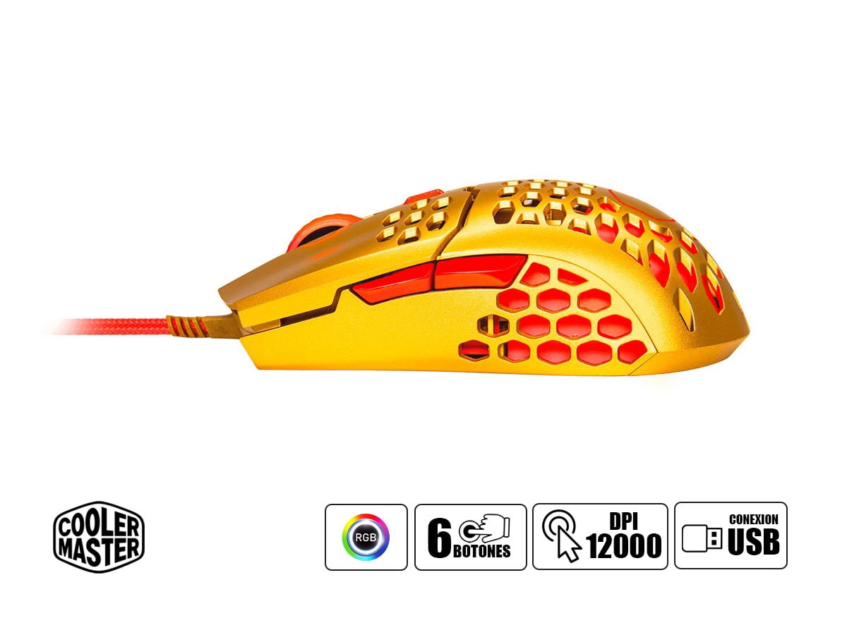 Cooler Master MM711 Lightweight Honeycomb 1600dpi Wired Gaming Mouse Golden Red