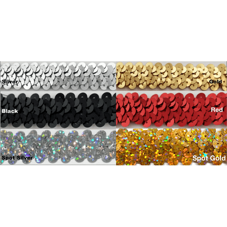 3/4" 2-ROW STRETCH SEQUINS TRIMMING- Many Colors Available - 15 Yards