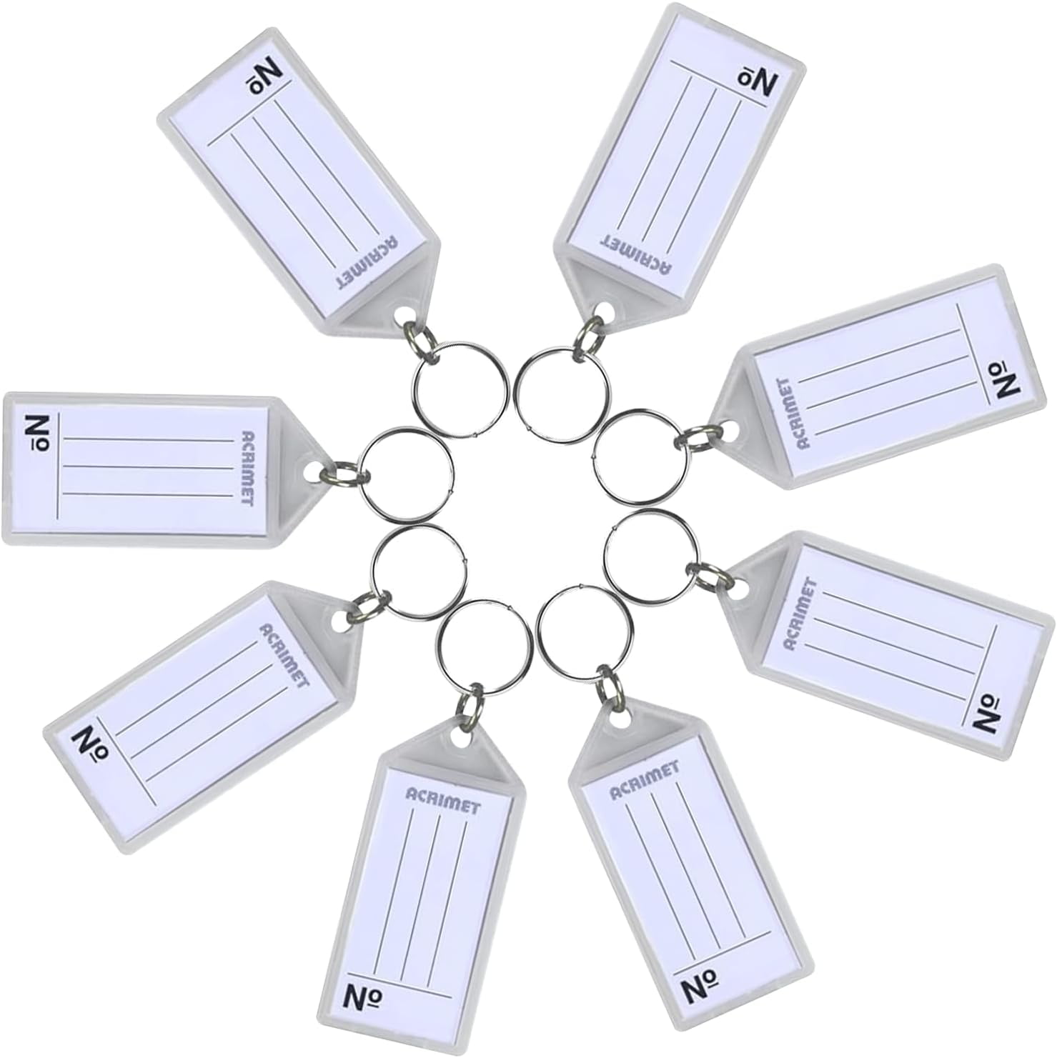 Acrimet Plastic Key Tag with Metal Ring and Label Window (Crystal Color) (60 Pack)