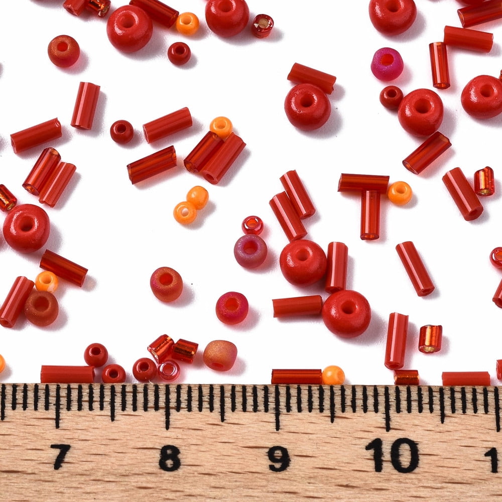 Glass Seed Beads Mixed Style Mixed Shapes Red 1~7x2~4mm Hole: 0.7~1mm about 450g/pound