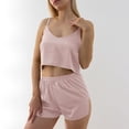 thumbnail image 5 of Lovskoo 2024 Small Flying Sleeves Suspender Pajamas Women's Strip Suspender Shorts European And USA Style Border Pink-XXL, 5 of 7