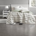 thumbnail image 5 of Modern Sage Green 3Piece Bedding Set YarnDyed Striped Polyester Comforter for AllSeason Use, 5 of 11